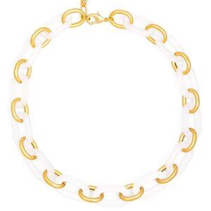White Resin Oval Links Collar Necklace